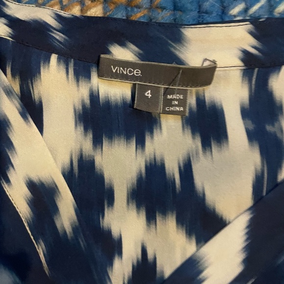 Vince silk tunic blouse navy and tan - Picture 6 of 7